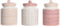 Tin DKD Home Decor 12 x 12 x 16 cm Roze Wit Dolomite (3 Stuks)
