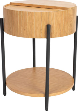 Zuiver Slides Bijzettafel Rond met opbergvak 45 cm Hout - Bruin