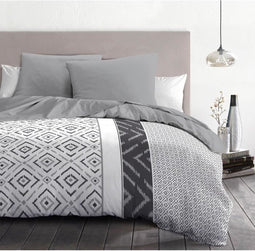 ETHNO microvezel dekbedset - 1 dekbedovertrek 220 x 240 cm + 2 kussenslopen 63 x 63 cm - Grijs