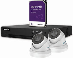 EtiamPro 4 MP IP-VIDEOBEWAKINGSSET - 4-KANAALS NVR-RECORDER - 2 x WITTE IP DOME-CAMERA - 3 TB HD - KABELS