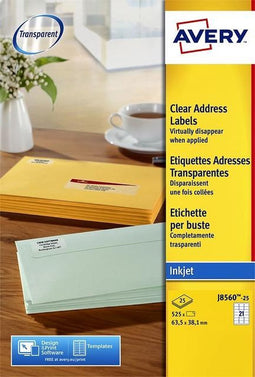 Etiket avery j8560-25 63.5x38.1mm tr 525stuks