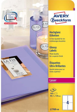 Etiket avery l7769-40 99.1x139mm glans wt 160stuks