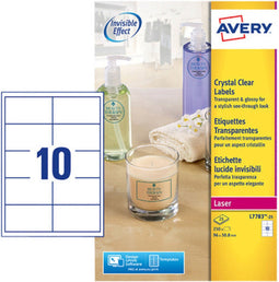 Etiket avery l7783-25 96x50.8mm transparant 250st | 5 stuks