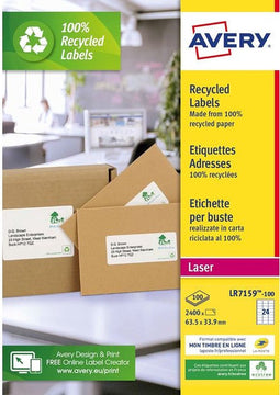 Etiket avery lr7159 33.9x63.5 recycled wt 2400st | 5 stuks
