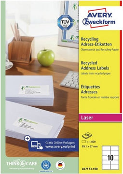 Etiket avery lr7173-100 99.1x57 recycled wt 1000st