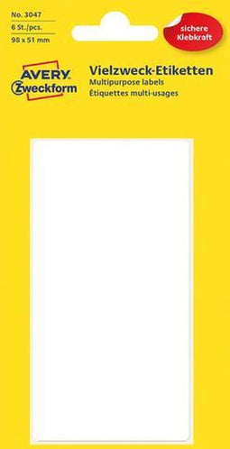 Etiket Avery Zweckform 3047 98x51mm wit 6stuks