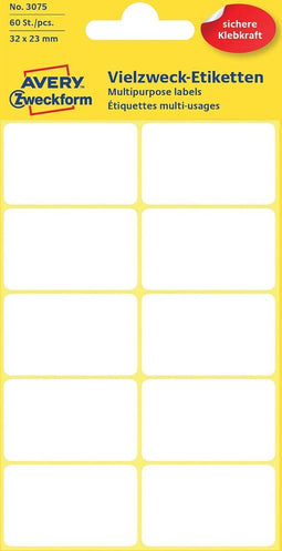 Etiket Avery Zweckform 3075 32x23mm wit 60stuks