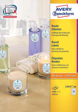 Etiket avery zweckform l3415 rond 40mm wit | 5 stuks