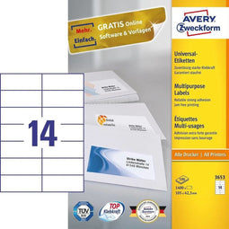Etiket az 3653 105x42.3mm wit 1400stuks