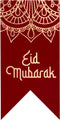 Etiket | Cadeauetiket | papier | Eid Mubarak | 60x30mm | rood/goud | rol à 500 stuks