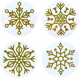 Etiket | Cadeauetiket | papier | IJskristallen | ∅45mm | wit/goud | rol à 500 stuks