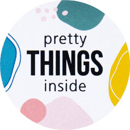 Etiket | Cadeauetiket | papier | Pretty things inside | ∅35mm | rol à 500 stuks