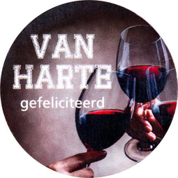 Etiket | Cadeauetiket | papier | Van harte gefeliciteerd | ∅35mm | rol à 500 stuks