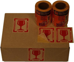 Etiket CleverPack - tekst breekbaar 80x100mm rood - 2 rol a 250 stuks