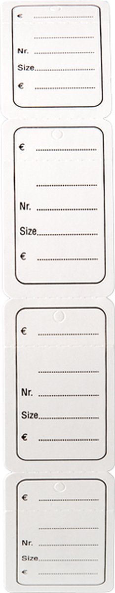 Etiket | Confectie-etiket | karton | Prijs/nr/maat | 30x39mm | wit | rol à 1000 stuks