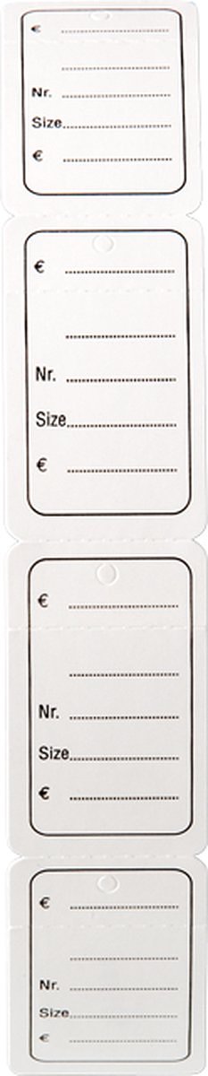 Etiket | Confectie-etiket | karton | Prijs/nr/maat | 30x50mm | wit | rol à 1000 stuks