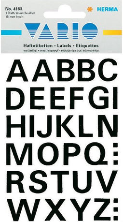 Etiket HERMA 4163 15mm letters A-Z zwart | 10 stuks
