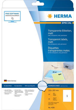 Etiket herma 4585 210x297 weerbest 10st transp mat | 32 stuks