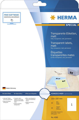 Etiket herma 4585 210x297 weerbest 10st transp mat