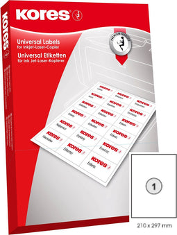 Etiket Kores ILK 210x297mm recht doos a 100 vel 1 Etiket per vel