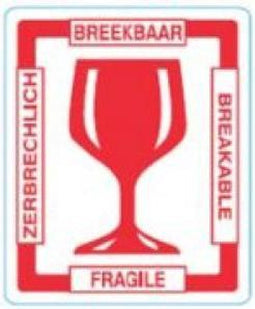 Etiket - Tekst 'Breekbaar - Fragile' - 80x100mm - Rood - 250 stuks