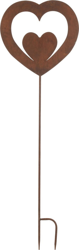 J-Line tuindecoratie Hart In Hart - ijzer - roest - 4 stuks