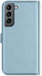 Selencia Galaxy S21 FE - Echt Lederen Bookcase - 3 Pashouders - Lichtblauw