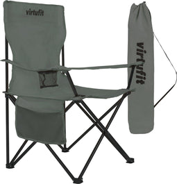 VirtuFit Opvouwbare Campingstoel - Inclusief Draagtas en Bekerhouder - Grijs