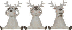 J-Line figuur Hert Zien/Horen/Zwijgen Zittend - polyresin - bruin - large - 3 stuks