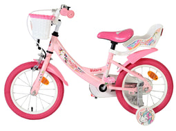Eenhoorn Roze Kinderfiets - 35,5 cm - 3,5-5 jaar - Hand- & terugtraprem - Zijwieltjes - Verstelbaar zadel - Poppenzitje & mandje