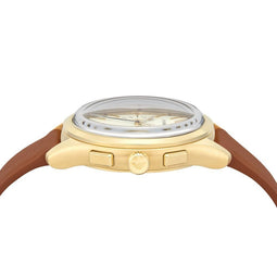 Emporio Armani Heren Horloge - Chronograaf 42 mm - Bruine leren band - Crème wijzerplaat