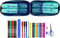 Etui, Etui-set, Schooletui, Organizer (Incl. 33 Onderdelen) 2 x 23 x 5 cm - F.C. Barcelona 19/20 - Turkoois