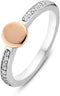 TI SENTO - Milano Ring 12116ZR - Zegelring - Gerhodineerd sterling zilver met roségouden plating - Maat 17.25 mm