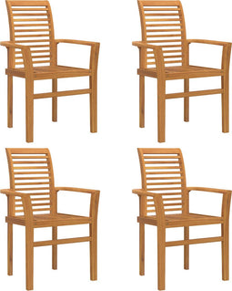 vidaXL - Stapelbare - Tuinstoelen - 4 - stuks - Massief - Teakhout