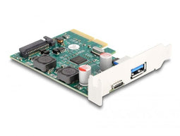 Delock 90107 - HDD/SSD Controller - PCI Express - 1x SATA-600 en 1x USB 3.2 (Gen2, 10Gb/s) type-C