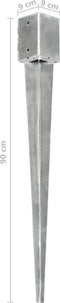 vidaXL - Grondpinnen - 6 - st - 9x9x90 - cm - gegalvaniseerd - staal - zilverkleurig