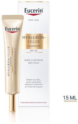 Eucerin Hyaluron-Filler + Elasticity Oogcontourcrème - SPF 20 - Oogcrème Vermindert Donkere Vlekken en Rimpels - Hyaluronzuur en Thiamidol - 15 ml