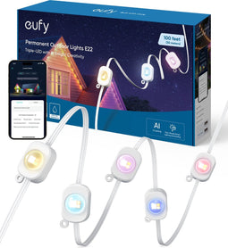 eufy Lightning E22 Lichtsnoer – Slimme Buitenverlichting 30m – Outdoor Light – RGBWW LED's – IP65 Waterdicht – AI-gestuurde Lichtthema's – Werkt met eufy Life-app