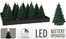 Home & Styling Kerst - Ledkaars kerstboom 17cm - LED - Donkergroen