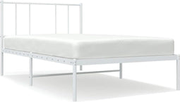 vidaXL - Bedframe - met - hoofdbord - metaal - wit - 107x203 - cm