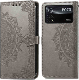 iMoshion Hoesje Geschikt voor Xiaomi Poco X4 Pro 5G Hoesje Met Pasjeshouder - iMoshion Mandala Bookcase - Grijs