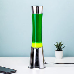 Fisura Lavalamp - Zilver - Met Groene Vloeistof En Gele Lava