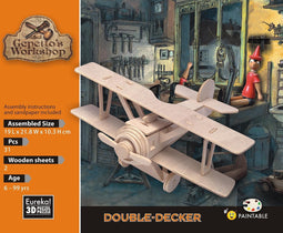 Eureka 3D Puzzel Gepetto's Houten dubbeldekkersvliegtuig - Multiplex