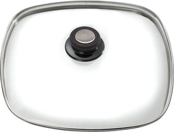 Eurolux Glazen Deksel - RVS Rand - 24 x 24 cm - Ovenbestendig en Ergonomisch