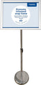 Europel Economy infostand kliklijst – Zilver – A3 (29,7 x 42 cm) – Frame 25mm – Verstelbare hoogte – Draaibare kliklijst – Stabiele ronde voet – Ideaal voor Beurzen