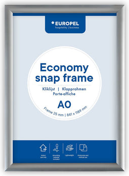 Europel Economy Kliklijst – Posterlijst – A0 – 118,9 x 84,1 cm – 25mm – Aluminium – Zilver