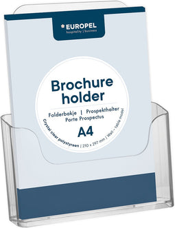 Europel Folderbakje – Flyers – A4 – 21 x 29,7 cm – Glasheldere presentatie – Beurzen en kantoren