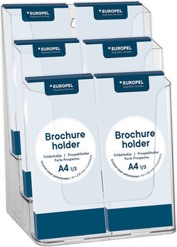 Europel Folderbakjes meervoudig – Flyers, Folders & Visitekaartjes – 6x 1/3 A4 – 9,9 x 21 cm – Glasheldere presentatie – Beurzen en kantoren