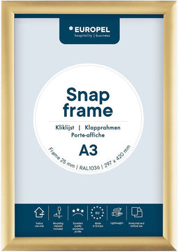 Europel Kliklijst – Posterlijst – A3 – 29,7 x 42 cm – 25mm – Aluminium – Goud