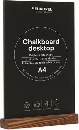 Europel - Krijtbord staand - Tafelmodel - A4 - Hout